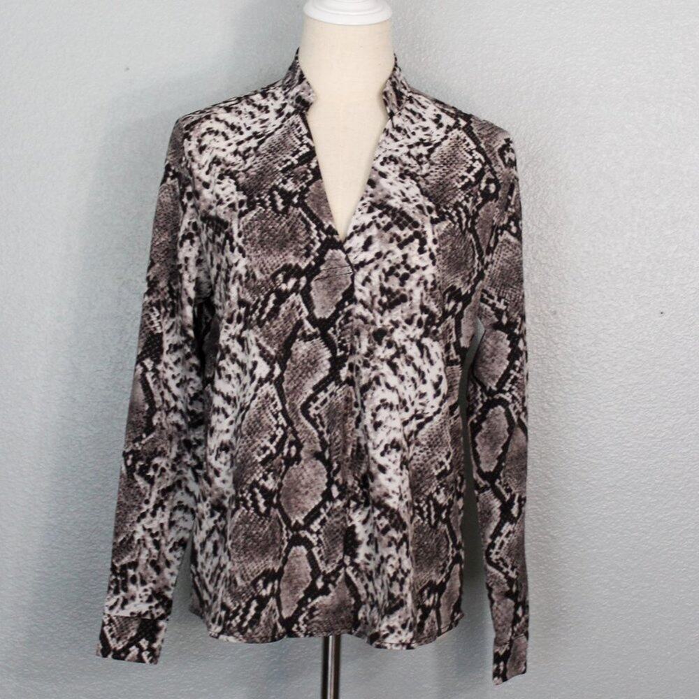 SHEIN Snake Print Long Sleeve Blouse Top Size M